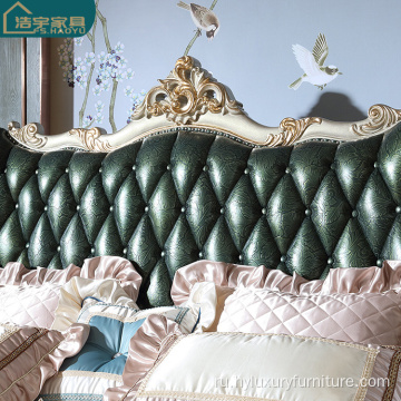 роскошный королевский золотой европейский набор мебели для спальни